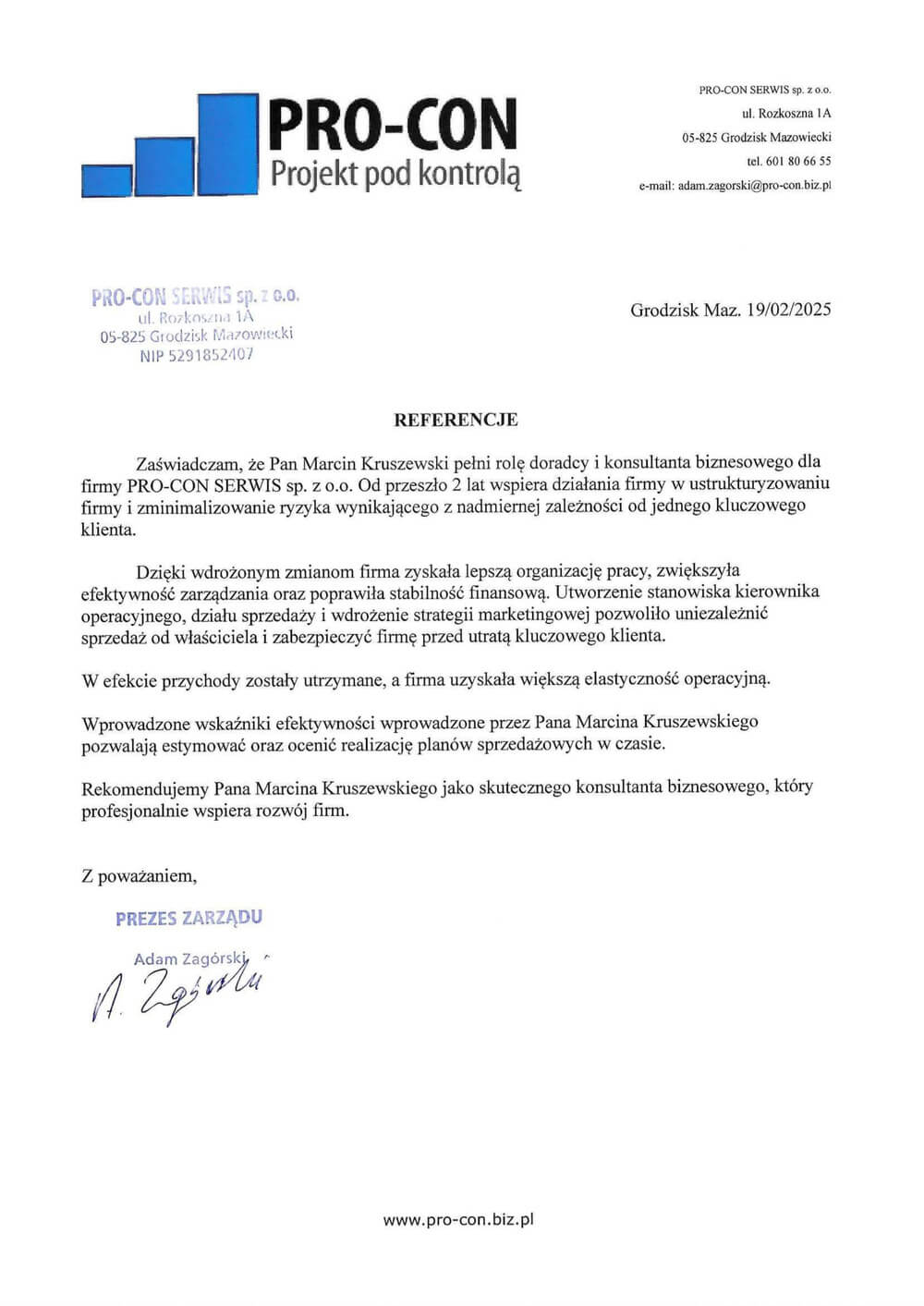 referencja od PRO-CON