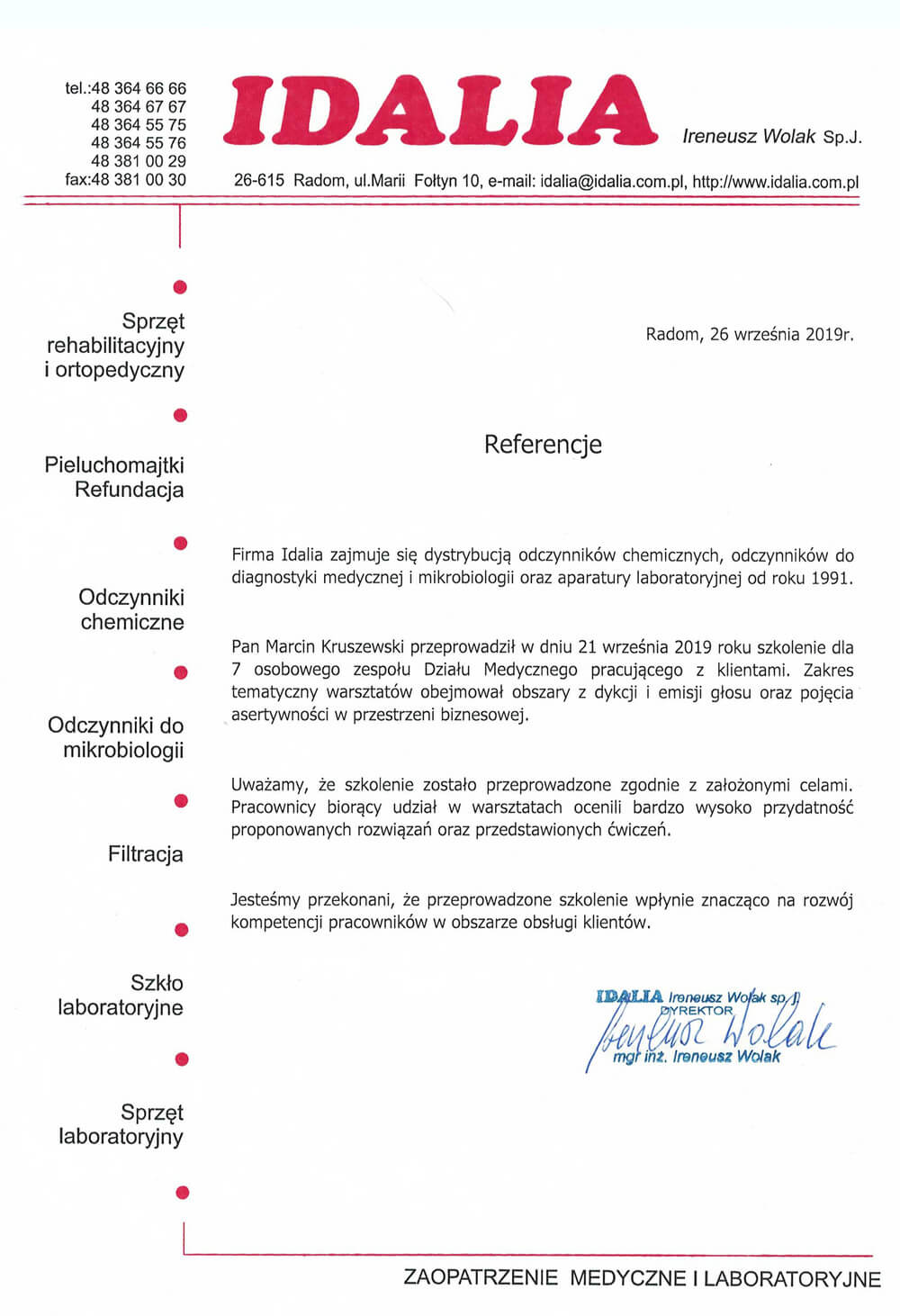 referencja Idalia