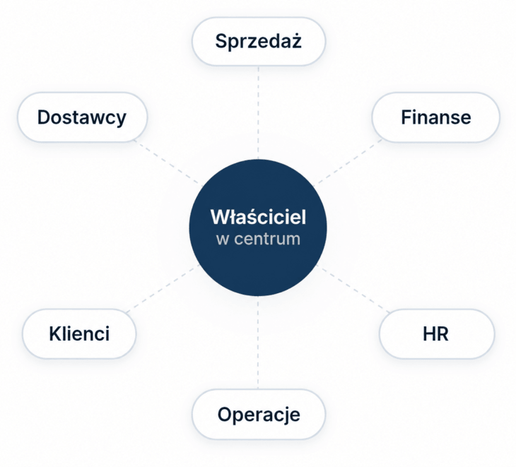 infografika właściciel w centrum firmy